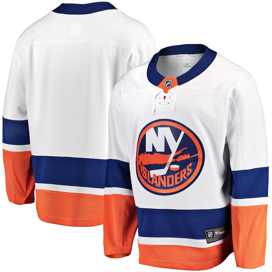 Men New York Islanders Fanatics Branded White Breakaway Away NHL Jersey->customized nhl jersey->Custom Jersey